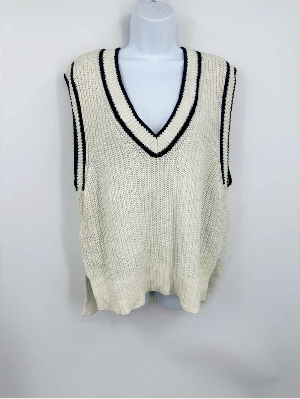 Abercrombie And Fitch Cream Boho Baggy Slouchy Sweater Vest Size Small